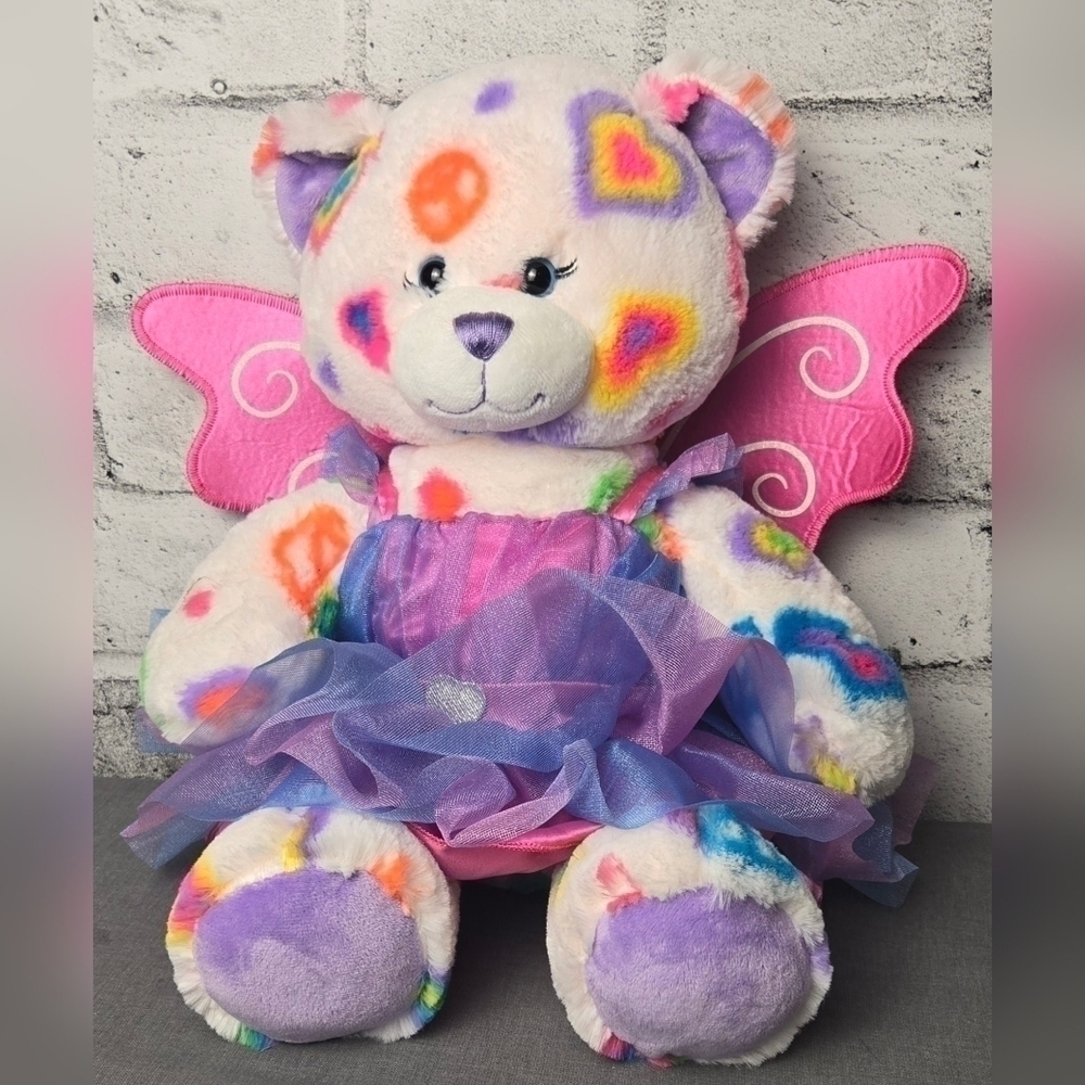 Build A Bear Peace Sign Teddy Fairy Wings Dress Plush 16” Retired 2013
